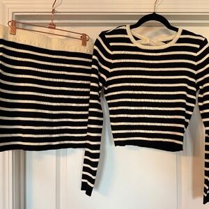 Striped two piece skirt set